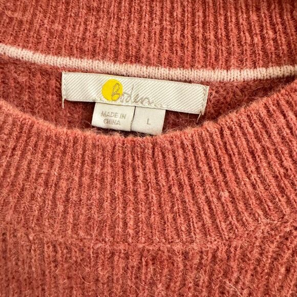 Boden Ribbed Fluffy Top Short Sleeve Puff Sleeve Sweater Red Pink Size Large - Picture 4 of 5